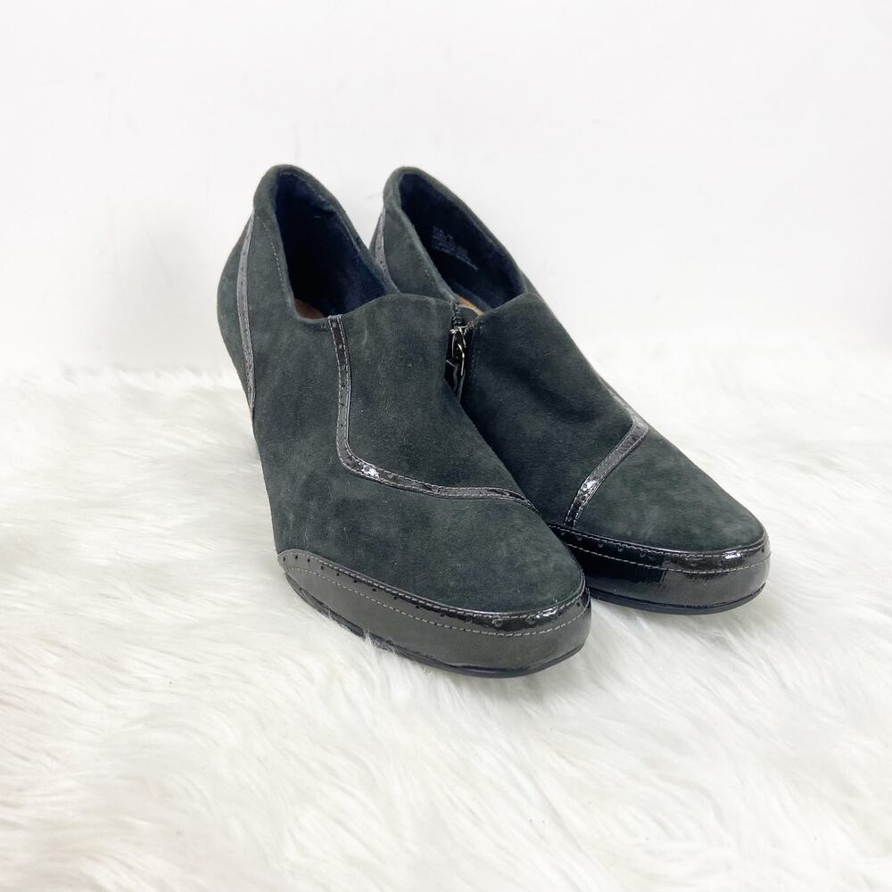 Clarks Artisan 7 M Womens Black Suede Zip-up Heeles Ankle Booties